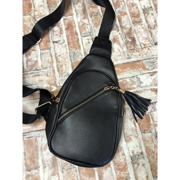 Women's Sling Bag Crossbody Shoulder Bag Chest Travel Backpack Handbag w/ Tassel - Picture 2 of 5